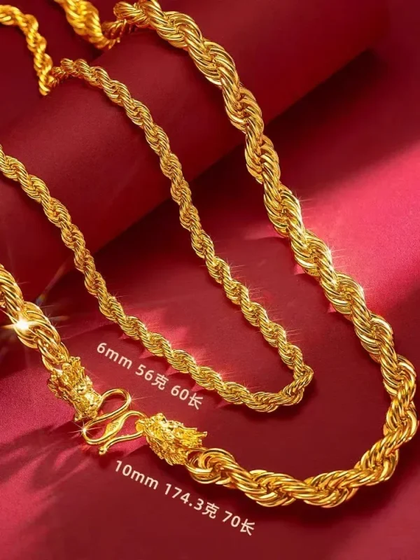 Mens 18K gold necklace faucet twisted chain AU750 gold chain men;s 60cm - Image 8