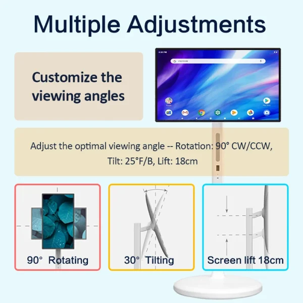 TouchWo Standby me 27 32 inch Moving Smart portable Television Monitor Touch Screen Rolling Rechargeable Tv Stand On Wheels - Image 3