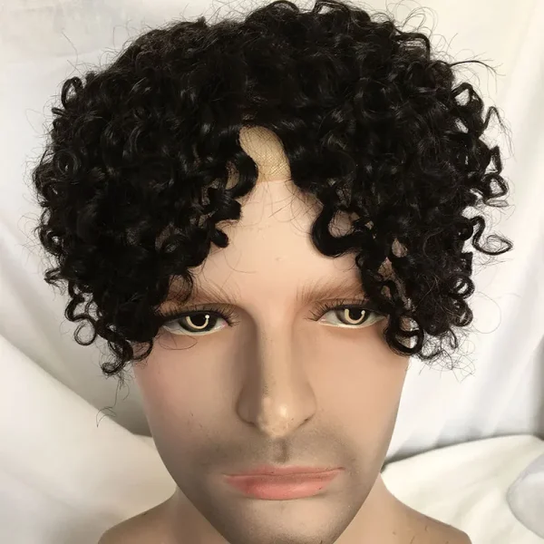 Mens Toupee Curly Human Hair Wigs Replacement Full Swiss Lace Toupee Hair Piece For Black Men's wig 10X8inch Brown #4 Color - Image 40