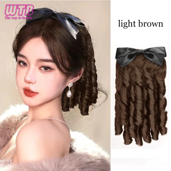 WTB Synthetic Wig Female Retro Hairstyle Roman Curly Wig Long Curly Hair Fake Ponytail Chignon Heat-resistant Wig - Image 9