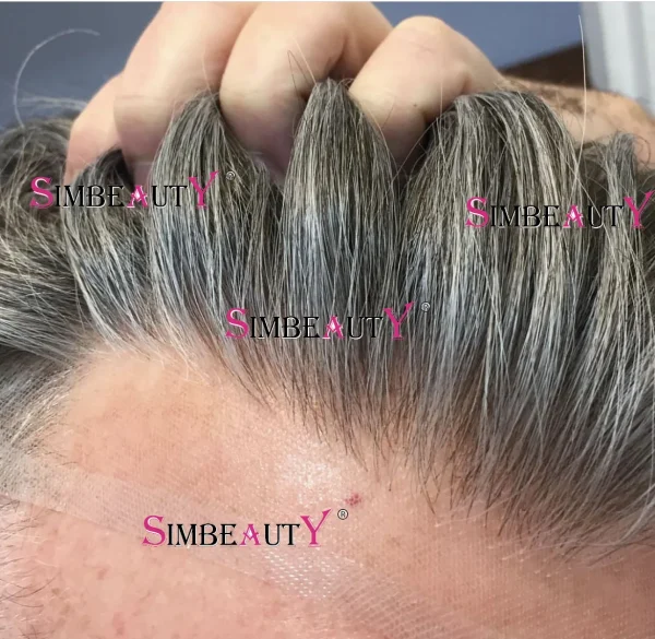 Natural Hairline Q6 Swiss Lace Front & PU Bleach Knot Prosthesis Breathable Hairpiece Grey 1B40 1B65 Human Hair Toupee For Men - Image 3