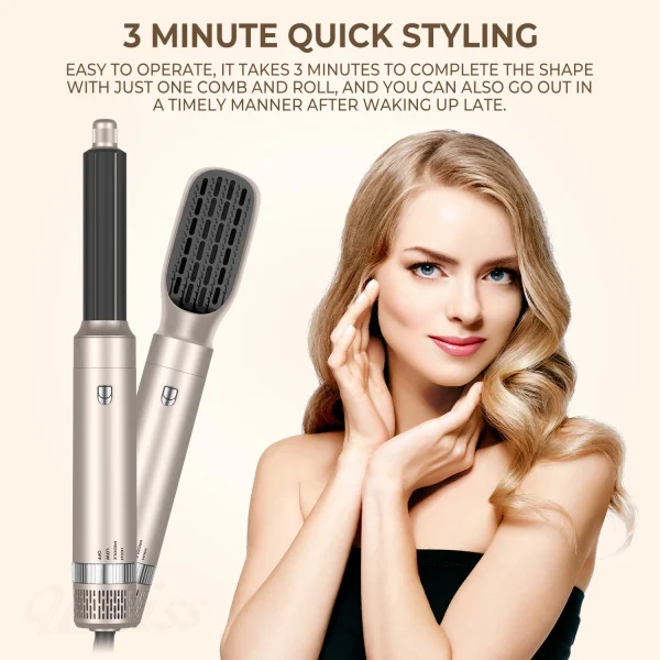 5 In 1 Hair Dryer Brush and Volumizer Negative Ion Detachable Hair Blow Dryer Styler Hot Air Brush Air Styling Curling Iron - Image 10