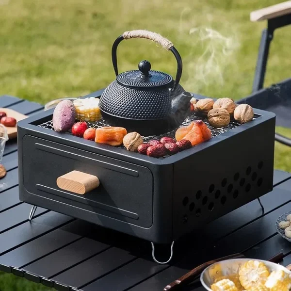 Square grill Charcoal grill Charcoal Enclosed Tea making Outdoor courtyard Outdoor, camping cookware