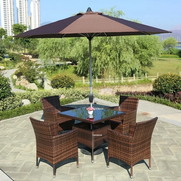 Nordic Rattan Garden Furniture Sets Household Patio Furniture Balcony Outdoor Furniture Leisure Table and Chair Three-piece Set - Image 2