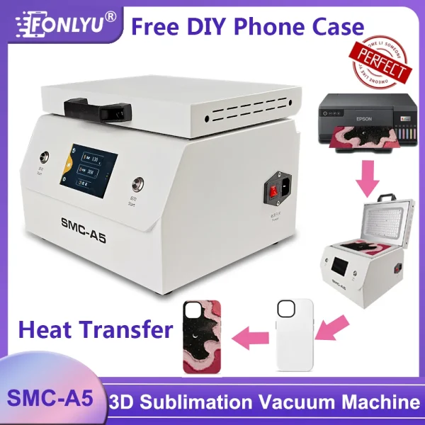 Fonlyu 3D Sublimation Vacuum Machine for iPhone 15 14 13 12 11 Pro Max X XS Heat Transfer Printer Printing Phone Cases Cover DIY