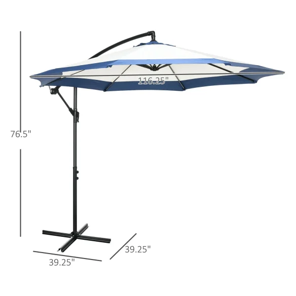 US 10 ft Cantilever Offset Patio Umbrella with Base for Deck Backyard Pool Outdoor - Image 3