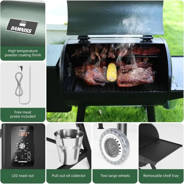 Pellet Smoker Grill Combo, 8-in-1 Electric Outdoor Grills & Smokers 456 SQ.IN - Image 3