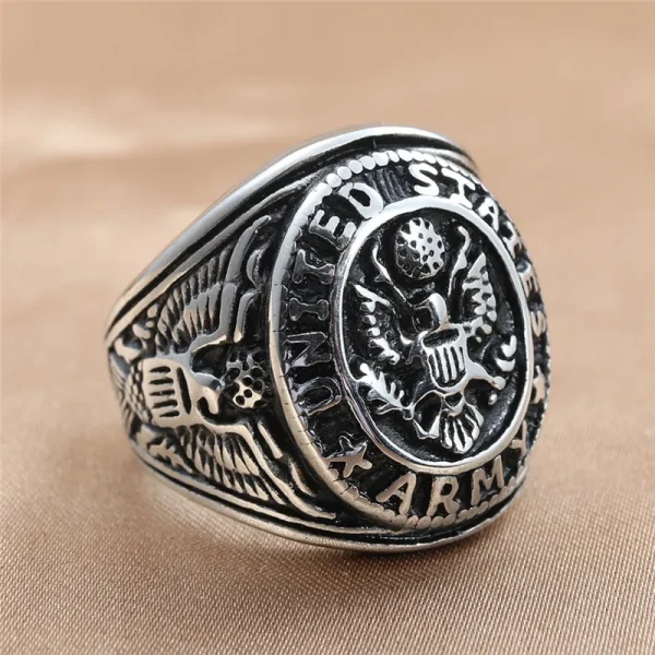 Vintage U.S. Army Eagle Ring Men Silver Color Gold Stainless Steel U.S. Army Ring Marine Corps Ring Men Fashion Jewelry Gift - Image 9