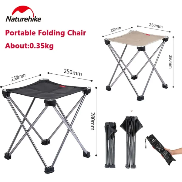 Naturehike Ultralight Aluminum Alloy Portable Fishing Chair Outdoor Folding Bench Stool Picnic 900D Oxford Cloth Camping Supplie