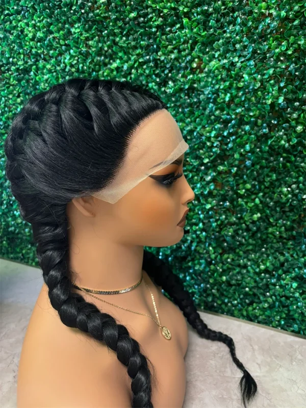 Braided Wigs Synthetic Lace Front Wig 360 Lace Cornrow Braided Wigs with Baby Hair Knotless 30 Inches Braid Wig for Black Women - Image 5