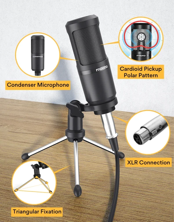 Professional Condenser Record Studio Microphone With Audio Sound Card and Mixer Headphone Podcast Equipment Bundles - Image 21