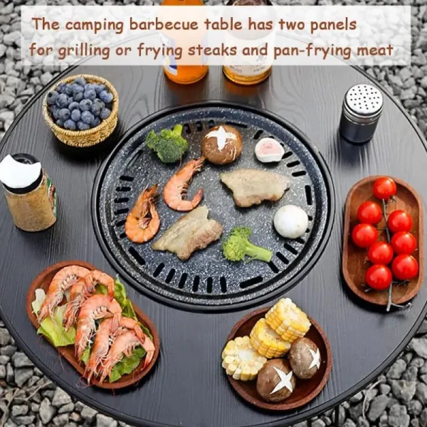 Folding Round Table Camping BBQ Grill stand Protable Barbecue Brazier Grill Outdoor Picnic Foldable  Fire Stove Charcoal grill - Image 5