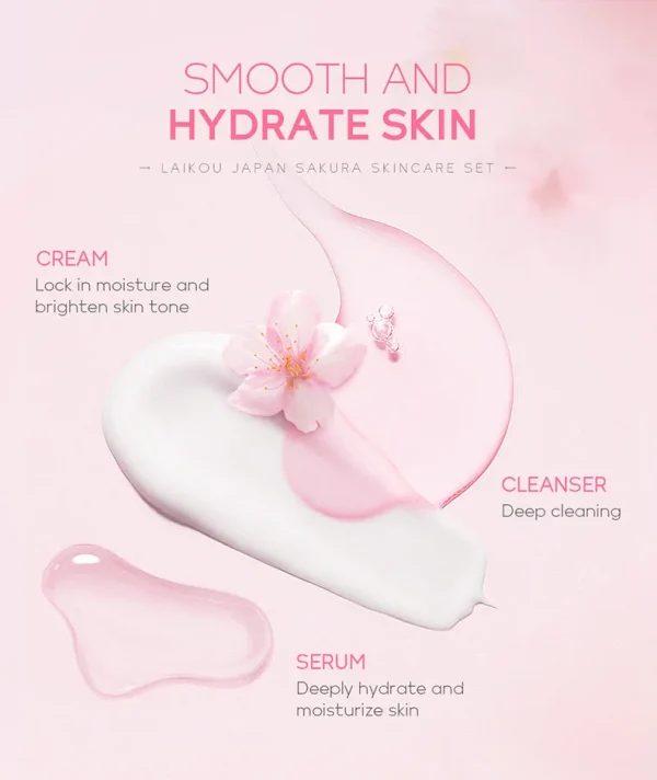 Facial Products Kit Sakura Skin Care Set Facial Cleanser Serum Moisturizing  Face Cream Eye Cream Korean Skincare Improve Rough - Image 13