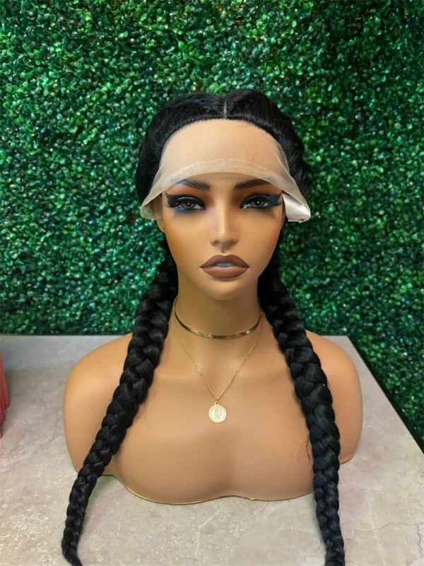 Braided Wigs Synthetic Lace Front Wig 360 Lace Cornrow Braided Wigs with Baby Hair Knotless 30 Inches Braid Wig for Black Women - Image 4