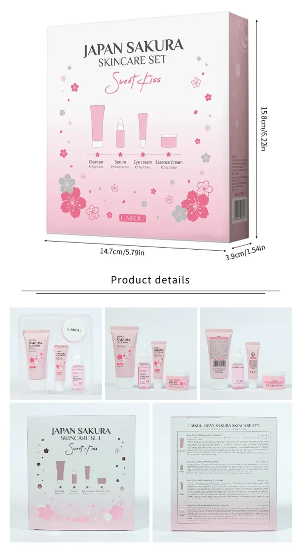 Facial Products Kit Sakura Skin Care Set Facial Cleanser Serum Moisturizing  Face Cream Eye Cream Korean Skincare Improve Rough - Image 23