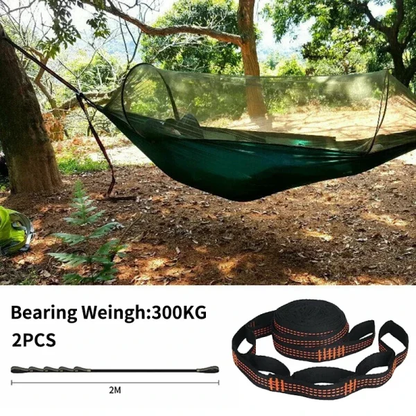 Polyester Straps Reinforced For Outdoor Camping Black Hammock Straps 5 Ring High Load-bearing Barb 2pcs - Image 6