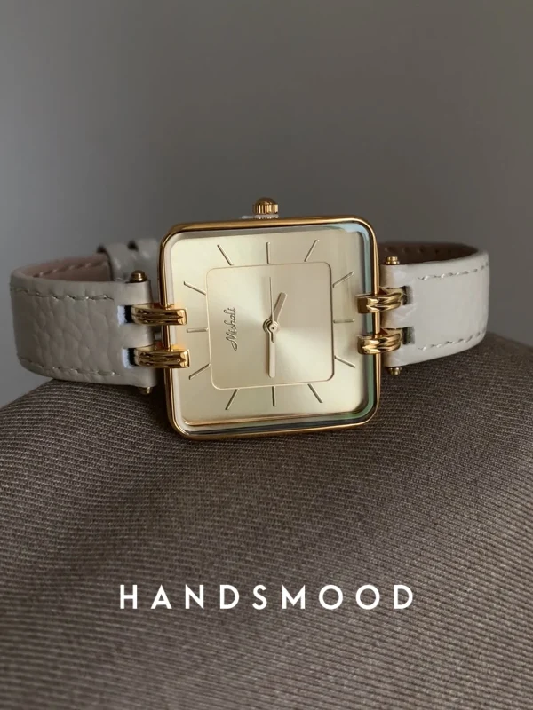 New hot selling cream beige simple square large dial leather women's watch fashionable temperament watch relojes para damas - Image 15