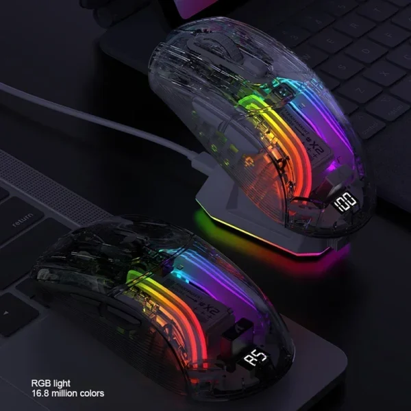 Attack Shark X2 Pro Magnetic Charging Bluetooth Mouse, Tri-Mode , RGB Lights, Transparent, Battery Indicator, Computer Phone - Image 4