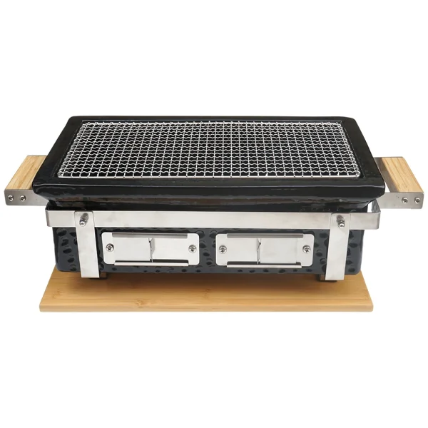 SEB KAMADO Charcoal BBQ Hibachi Grill With Grid Lifter Rectangular Portable Japanese Grill - Image 8