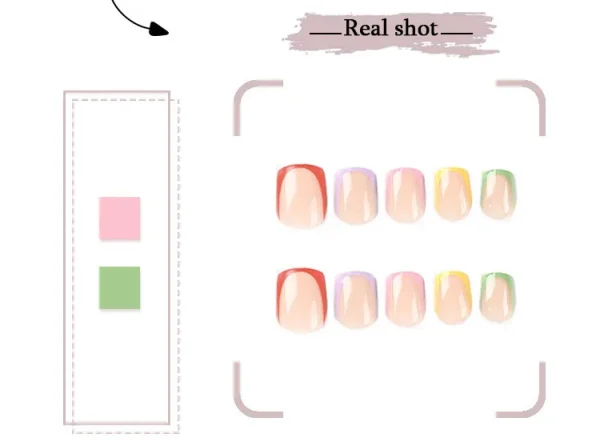 24Pcs Colored Candy Color Wearable Cute Short Square Full Cover Fake Art Nail Finished False Nail Press on Nail Glue Party Woman - Image 20