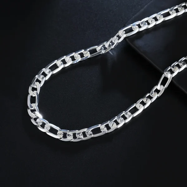 Noble 925 Sterling silver 18K gold 8MM Width chain bracelets neckalce for women men fashion wedding punk jewelry sets - Image 28