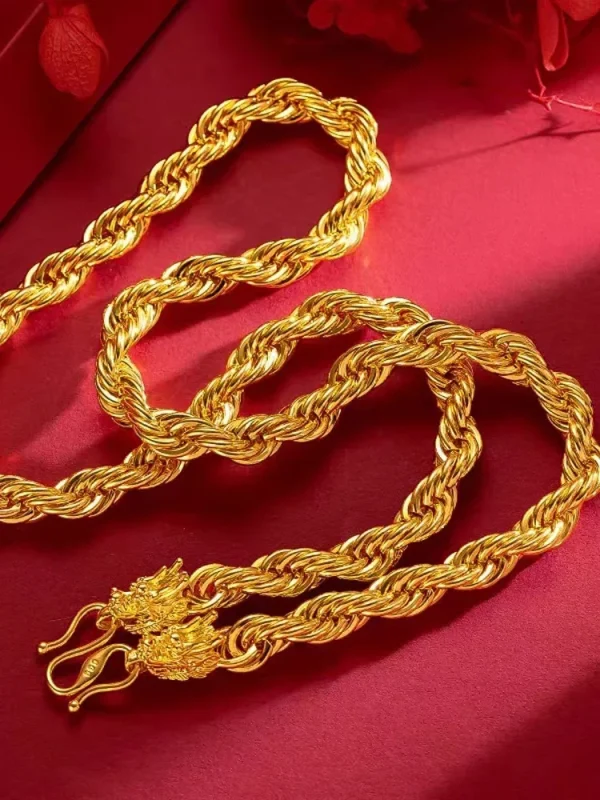 Mens 18K gold necklace faucet twisted chain AU750 gold chain men;s 60cm - Image 2