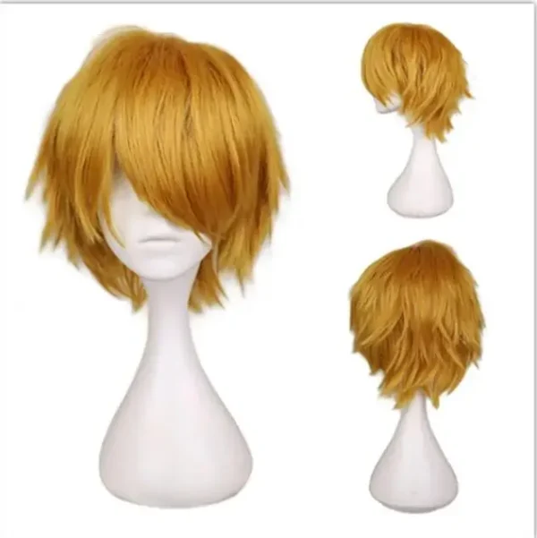 Male Wig Black White Purple blonde Red Short Hair Cosplay Anime Costume Halloween Wigs Synthetic Hair With Bangs For Men - Image 5