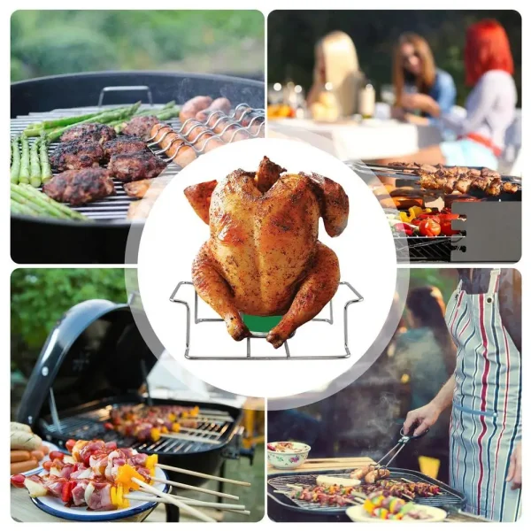 Chicken Roaster Rack Stainless Steel Vertical Rack Vertical Roaster Chicken Holder Barbecue Accessory For Prime Rib Ham Lamb - Image 12