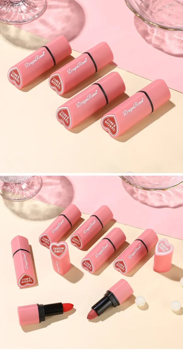 Cute Love Heart Lipstick Velvet Matte Nude Lipstick Pink Red Waterproof Lasting Lipsticks Stain Lip Balm Set Lip Tint Makeup - Image 16