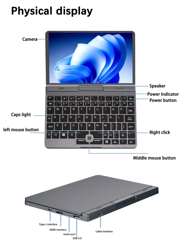 Pocket Laptop 12th Gen Mini Computer Intel Alder Lake N100 4 Core 8" Touch Screen 12G DDR5 Windows 11 Notebook Tablet PC 2 in 1 - Image 29