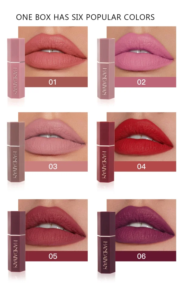 6-Color Matte Lipstick Set, Non-Fading, Non-Stick Cup Long-Lasting Velvet Finish, Smooth Matte Lip Color Waterproof Smudge-proof - Image 16