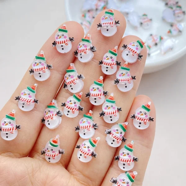 50Pcs Cute Mini Cartoon Shining Christmas Seris Nail Art Resin Designer Charms DIY Craft For Nail 3D Decorations Jewelry - Image 5